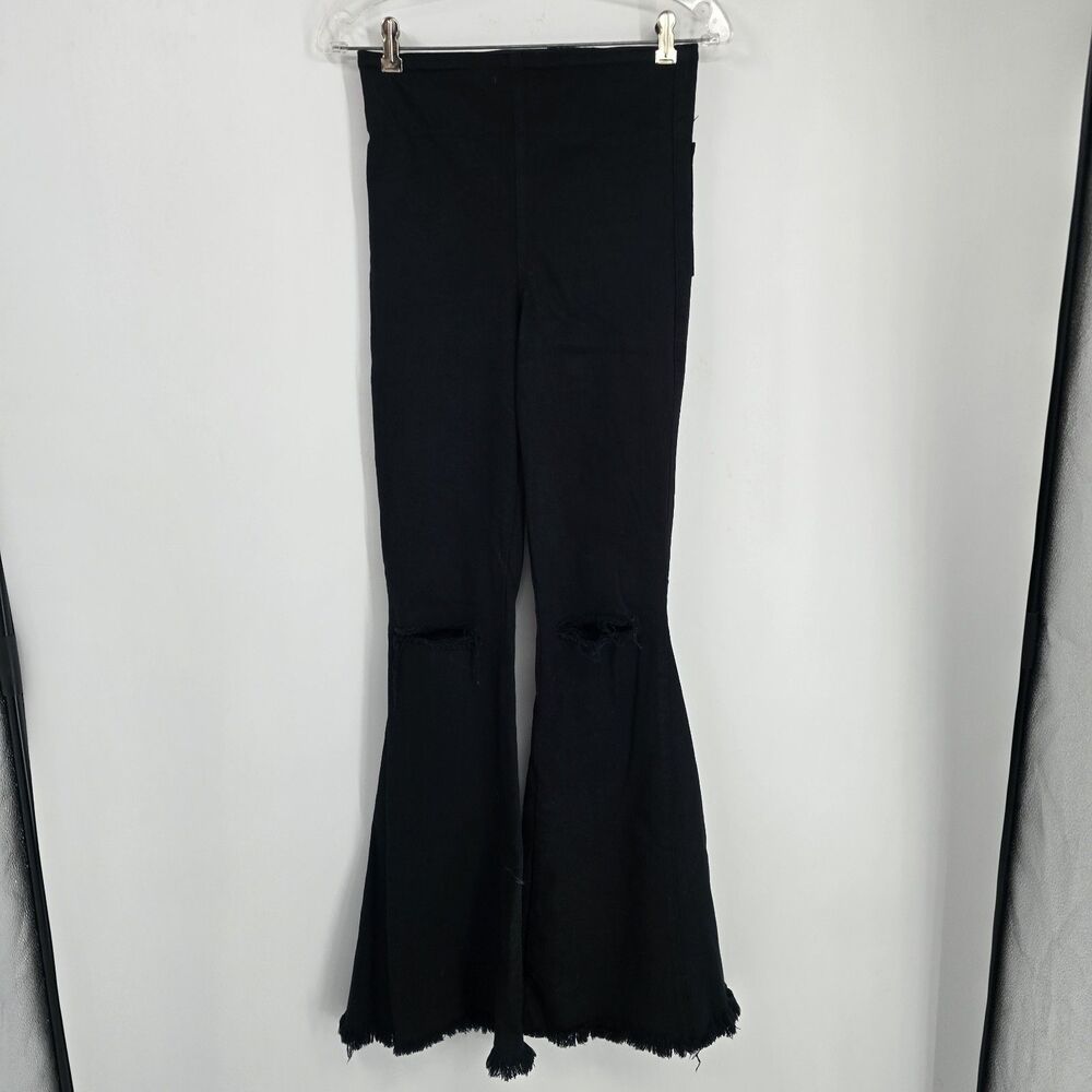 Mumu Berkeley Bells Super Flares Bell Bottom High Waisted Jeans Black Festival M